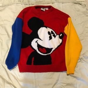 Vintage color-block mickey & co Disney sweater